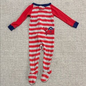 Carter's Red and Gray Striped Footie with Crab Design